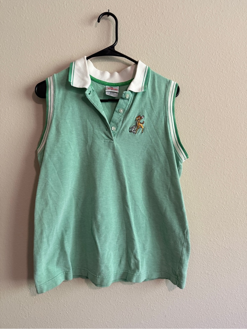 Disney Mint Green Sleeveless Polo Top with Bambi Embroidery